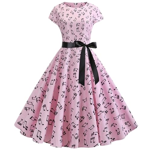 VCSZYAFX Frauen Blumendruck Sommerkleid Vintage Weibliche Kurzarm Retro Robe Rockabilly Party Kleider Vestidos(Color-08,S) von VCSZYAFX