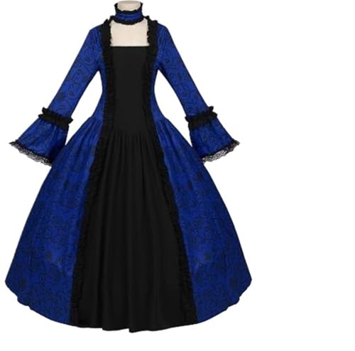 VCSZYAFX Lady Victorian Swing Kleider Mittelalter Vintage 2XL Gericht Ballkleid Frauen Halloween Party Cosplay Kostüm Dress Up Robe(Blue,S) von VCSZYAFX