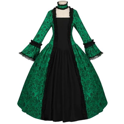VCSZYAFX Lady Victorian Swing Kleider Mittelalter Vintage 2XL Gericht Ballkleid Frauen Halloween Party Cosplay Kostüm Dress Up Robe(Green,M) von VCSZYAFX