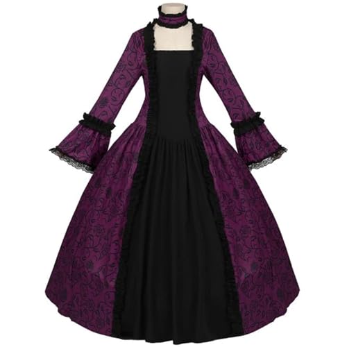 VCSZYAFX Lady Victorian Swing Kleider Mittelalter Vintage 2XL Gericht Ballkleid Frauen Halloween Party Cosplay Kostüm Dress Up Robe(PURPLE,S) von VCSZYAFX
