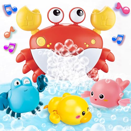 Baby Badespielzeug für Toodler, Krabbe Bad Bubble Maker mit 12 Songs, 3 Pack Wind-up Wasser Spielzeug für Kinder, Badewanne Spielzeug für Kinder als Geschenke für Jungen Mädchen von VConejo