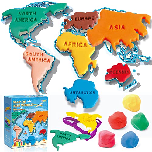VConejo Weltkarte Knete Sets f für Kinder ab 2 Jahre, Sieben Kontinente Knete Zubehör für Kleinkinder Jungen Mädchen 3 4 5 6 7 Jahre alt 13 Stück VConejo Weltkarte Knete Sets f für Kinder ab 2 Jahre, Sieben Kontinente Knete Zubehör für Kleinkinder Jungen Mädchen 3 4 5 6 7 Jahre alt 13 Stück von VConejo