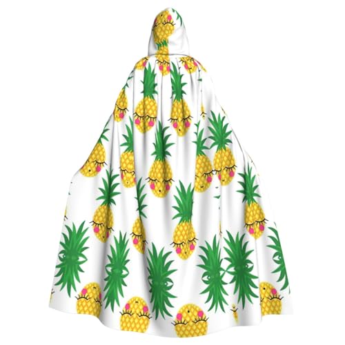 VCzsdff Ananas1 bedruckter Karnevalsparty-Zubehör, wirtschaftlicher Kapuzenumhang für Erwachsene, 140 cm Länge, für Halloween von VCzsdff