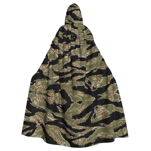 VCzsdff Kapuzenumhang mit Tigerstreifen, Camouflage-Druck, für Erwachsene, wirtschaftlicher Umhang mit Kapuze, 140 cm Länge, für Halloween von VCzsdff