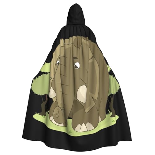 VCzsdff Niedlicher Cartoon-Elefanten-Druck, Karnevalsparty-Zubehör, wirtschaftlicher Kapuzenumhang, Kapuzenumhang, 140 cm Länge, für Halloween von VCzsdff