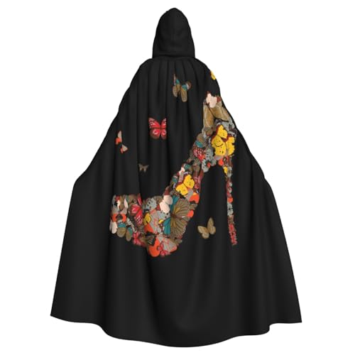 VCzsdff Schmetterlings-High-Heel-Druck, Karneval, Partyzubehör, wirtschaftlicher Kapuzenumhang, Kapuzenumhang, 140 cm Länge, für Halloween von VCzsdff
