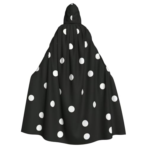 VCzsdff Schwarz-weißer gepunkteter Druck, Karnevalsparty-Zubehör, wirtschaftlicher Kapuzenumhang, Kapuzenumhang, 140 cm Länge, für Halloween von VCzsdff