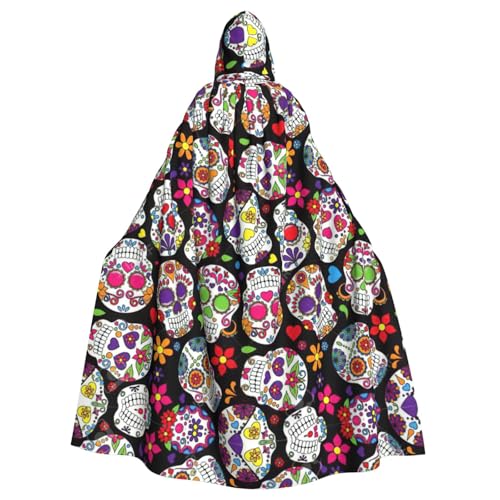 VCzsdff Totenkopf-Druck, Karnevalsparty-Zubehör, wirtschaftlicher Kapuzenumhang für Erwachsene, 140 cm Länge, für Halloween von VCzsdff