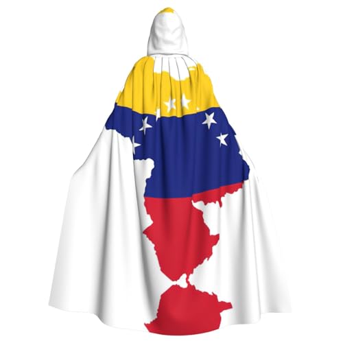 VCzsdff Venezuela-Flaggen-Druck, Karnevalsparty-Zubehör, wirtschaftlicher Kapuzenumhang, Kapuzenumhang, 140 cm Länge, für Halloween von VCzsdff