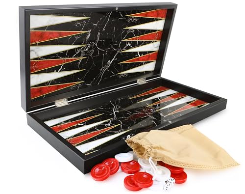 Backgammon Tavla Black Marble XXL Marmor Design von VD Vatan