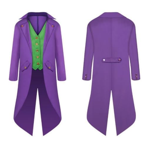 VDDTAGAM Halloween Kostüm Männer Halloween Kostüm Smoking Herren Trenchcoat Herren Trenchcoat Herren Dracula Kostüm Herren Halloween Kostüme Mittelalter Kleidung Herren Halloween Costu(Dark Purple,M) von VDDTAGAM