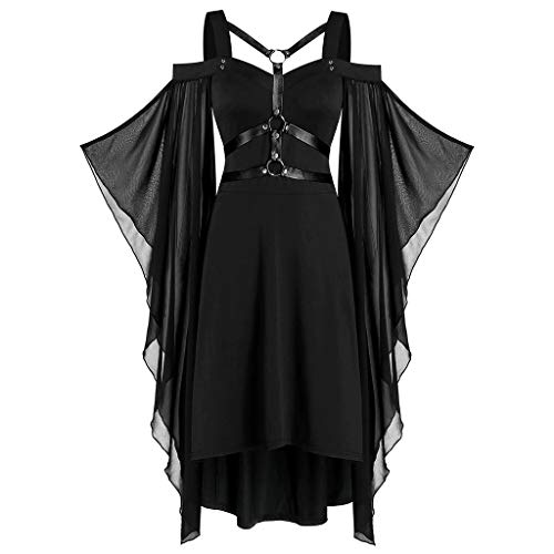 VDDTAGAM Horror Hexen Kostüm Damen Halloween Kleid Schwarz Tag Der Toten Kostüm Frauen (Black,M) von VDDTAGAM
