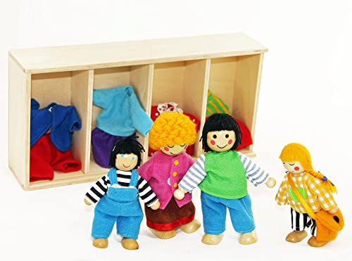 VDP Freda Puppenfamilie Holzbiegepuppen mit Wechselkleider 4 Puppen von VDP