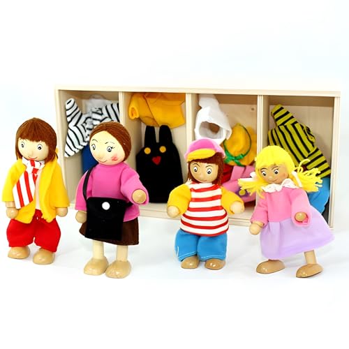 VDP Freda rosé Puppenfamilie Holzbiegepuppen mit Wechselkleider 4 Puppen von VDP