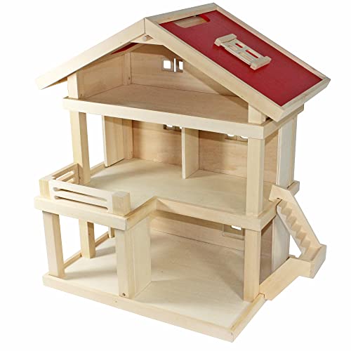 Villa Freda Puppenhaus Stadtvilla aus Holz mit 3 Etagen Tragegriff 46x35x58 cm von VDP