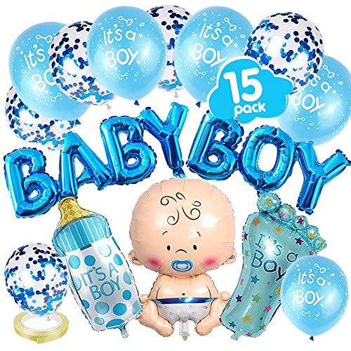 Babyparty Deko, Blau Gender Reveal Party Dekoration mit Jungen Ballon/BABY BOY Ballon Banner/Konfetti Luftballons/es ist ein Junge Luftballons/Babyflasche, Fußförmige Helium Folienballon/Band Babyparty Deko, Blau Gender Reveal Party Dekoration mit Jungen Ballon/BABY BOY Ballon Banner/Konfetti Luftballons/es ist ein Junge Luftballons/Babyflasche, Fußförmige Helium Folienballon/Band von VDSOW