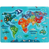 SpielMaus Holz Magnet-Tier Weltkarte 40 x 30 cm von VEDES Großhandel GmbH - Ware