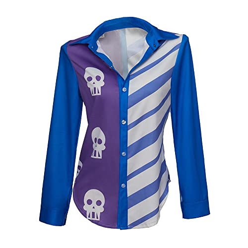 VEECOOCOS Sarah Lynn Cosplay Kostüm Damen Bedrucktes Totenkopf Shirt Button-Down-Shirt Halloween Top-XL von VEECOOCOS