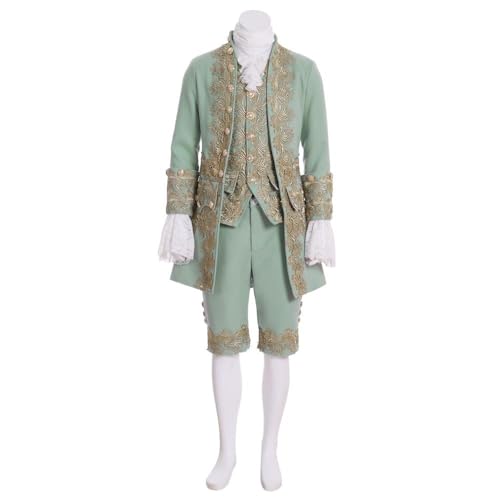 Viktorianisches Rokokoko-Kostüm 18. Jahrhundert König Prinz Cosplay Anzug Herren Halloween Kostüm, Hellgrün, S Viktorianisches Rokokoko-Kostüm 18. Jahrhundert König Prinz Cosplay Anzug Herren Halloween Kostüm, Hellgrün, S von VEECOOCOS