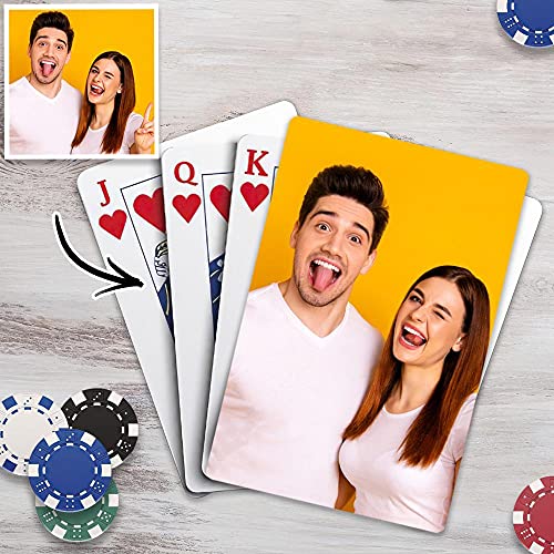 VEELU Personalisierte Spielkarten mit Foto Plastik Wasserdicht Pokerkarten mit Bedrucken Bild Kartenspiel mit Erwachsene Familie Freund Kinder Casino von VEELU