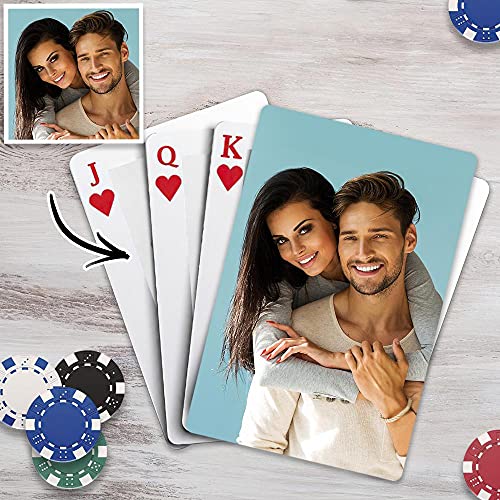 VEELU Personalisierte Spielkarten mit Foto Plastik Wasserdicht Pokerkarten mit Bedrucken Bild Kartenspiel mit Erwachsene Familie Freund Kinder Casino von VEELU