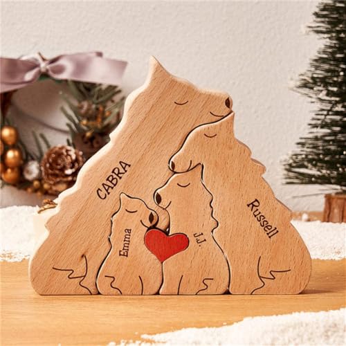 Personalisiertes Wolfsfamilie aus Holz mit 2–10 Familiennamen, We Are One, personalisiertes Puzzle für Familienmitglieder, Heimdekoration, Mama Großmutter von VEELU