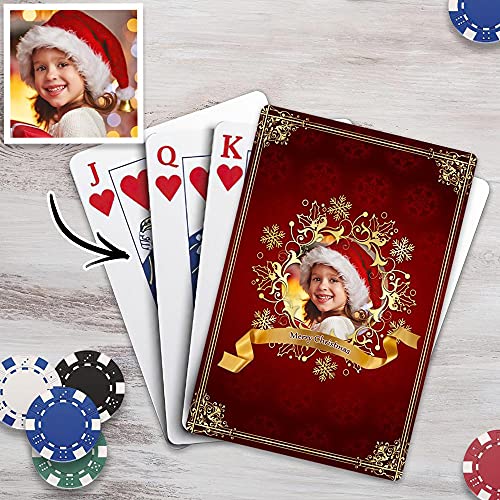 VEELU Personalisierte Pokerkarten mit Foto & Text Anzahl Plastik Wasserdicht Spielkarten mit Bedrucken Bild Kartenspiel mit Erwachsene Familie Freund Kinder Casino von VEELU
