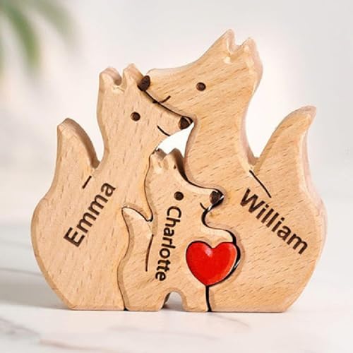 VEELU Personalisiertes Holzkunstpuzzle der Fuchsfamilie mit 1-8 Namen| Holz Bär Skulpturen Desktop Ornament Home Tischdekoration, Geschenk für Familie| Bürodekoration VEELU Personalisiertes Holzkunstpuzzle der Fuchsfamilie mit 1-8 Namen| Holz Bär Skulpturen Desktop Ornament Home Tischdekoration, Geschenk für Familie| Bürodekoration von VEELU