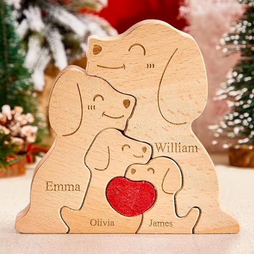 VEELU Personalisiertes Holzkunstpuzzle der Hundfamilie mit 2-8 Namen| Holz Bär Skulpturen Desktop Ornament Home Tischdekoration, Geschenk für Familie, Muttervatertag Geburtstag VEELU Personalisiertes Holzkunstpuzzle der Hundfamilie mit 2-8 Namen| Holz Bär Skulpturen Desktop Ornament Home Tischdekoration, Geschenk für Familie, Muttervatertag Geburtstag von VEELU