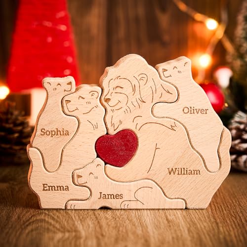 VEELU Personalisiertes Holzkunstpuzzle der Hundfamilie mit 2-8 Namen| Holz Bär Skulpturen Desktop Ornament Home Tischdekoration, Geschenk für Familie, Muttervatertag Geburtstag VEELU Personalisiertes Holzkunstpuzzle der Hundfamilie mit 2-8 Namen| Holz Bär Skulpturen Desktop Ornament Home Tischdekoration, Geschenk für Familie, Muttervatertag Geburtstag von VEELU