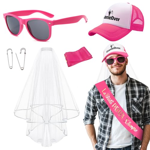 VEGCOO 4 Stück Junggesellenabschied Gadget, Junggesellenabschied Bräutigam, Gadget Junggesellenabschied Herren mit Hut Schleier Brille Sash Zubehör für Party Hochzeit Verlobung VEGCOO 4 Stück Junggesellenabschied Gadget, Junggesellenabschied Bräutigam, Gadget Junggesellenabschied Herren mit Hut Schleier Brille Sash Zubehör für Party Hochzeit Verlobung von VEGCOO