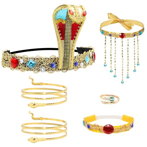 VEGCOO 6 Stück Cleopatre Damen-Kostüm, Cleopater-Zubehör, Verkleidung für Maskerade, Halloween, Karneval, Weihnachten, Rollenspiele, Abend, ägyptisches Thema von VEGCOO