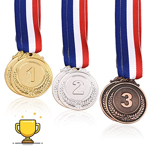 VEGCOO Medaillen, 6 Stück Gold Silber Bronze Medaille 5.2cm Für Kinder/Teenager, Marathon Medaillen Fussball Kinder Für Sport/Kindergarten/Wettkämpfe/Preise von VEGCOO