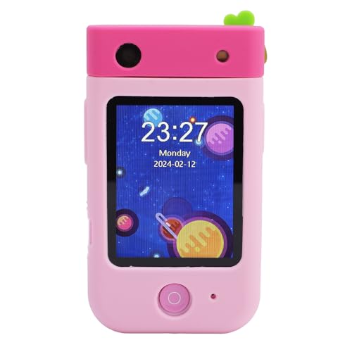 VELATEMOR Kids Smartphone für Mädchen Jungen, 2,8 Zoll 180 ° Flip Touchscreen -Kamera 1080p Video Tragbares Kleinkind Lernen Spielzeug mit Puzzlespielen Wecker Taschenlampe (Kaninchenrosa) von VELATEMOR