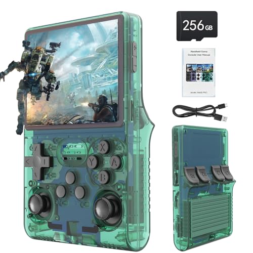 R40S Tragbare Spielkonsole, 30.000 Retrospiele in 1 Spielkonsole mit Open Source Linux System, 256 GB TF-Karte, 3,5“ IPS Display und 3.800 mAh Akku (Grün) von VELPAX