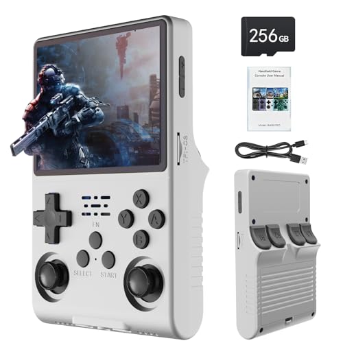 R40S Tragbare Spielkonsole, 30.000 Retrospiele in 1 Spielkonsole mit Open Source Linux System, 256 GB TF-Karte, 3,5“ IPS Display und 3.800 mAh Akku (Weiß) von VELPAX