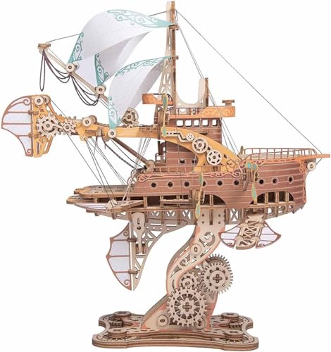 VENBER Puzzle aus Holz zum Zusammenbauen Luftschiff Steampunk – rund um die Welt in 80 Tagen, Meisterwerk Raumschiff-Handwerk, 3D-Meisterwerk für Kinder und Erwachsene von VENBER