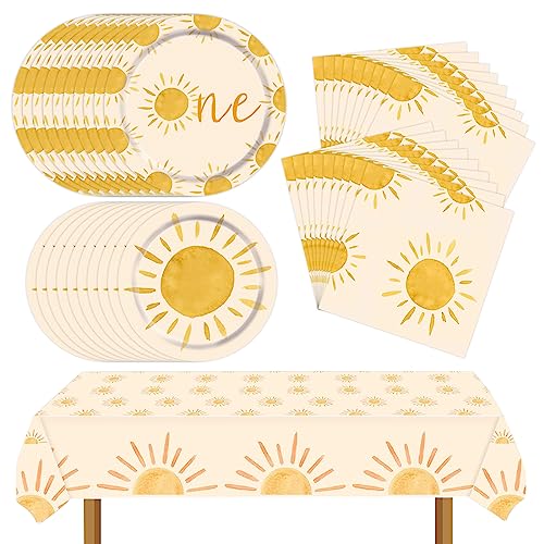 Boho Sun Partyzubehör Geschirr-Set inklusive Sonne Geburtstag Pappteller Servietten Tischdecke für 1. Sonnenschein Geburtstag Party Dekorationen serviert 20 Boho Sun Partyzubehör Geschirr-Set inklusive Sonne Geburtstag Pappteller Servietten Tischdecke für 1. Sonnenschein Geburtstag Party Dekorationen serviert 20 von VENTASOL