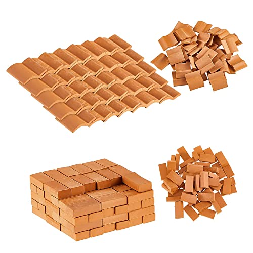 VENYAA 200 StüCke Mini BricksandRoof Fliesen Modellbau Set GefäLschte Rote Ziegel Landschaftsbau Ziegel Puppenhaus DIY Garten ZubehöR von VENYAA