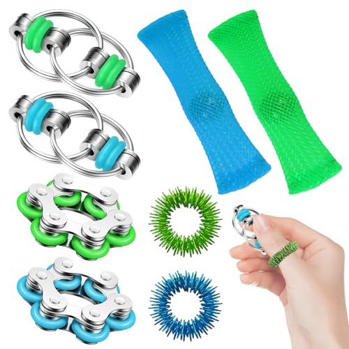 VEQENIFY 8 Stück Fidget Toys Anti Stress Spielzeug Set Kette Dekompression Spielzeug Gewebter Netzschlauch Mit Marmorspielzeugen Akupressur Ring Chai VEQENIFY 8 Stück Fidget Toys Anti Stress Spielzeug Set Kette Dekompression Spielzeug Gewebter Netzschlauch Mit Marmorspielzeugen Akupressur Ring Chai von VEQENIFY