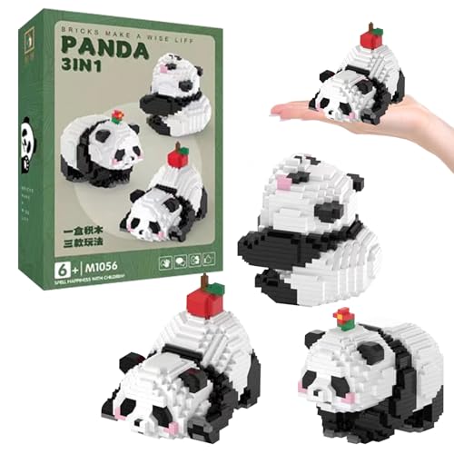 VEQENIFY 3 in1 Panda Mini Bausteine Panda Klemmbausteine Klemmbausteine Building Geschenke für Erwachsene Kinder ab 8+ Jahre von VEQENIFY