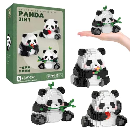 VEQENIFY 3 in1 Panda Mini Bausteine t Geschenke Panda Klemmbausteine für Erwachsene Kinder ab 8+ Jahre (B) von VEQENIFY