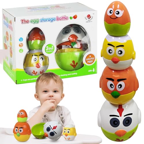 Ostergeschenk Baby Stapelspielzeug Baby ab 1 Jahr Ei Stapelturm Ostergeschenk Montessori Stapelspielzeug Eier Spielzeug ab 8 10 11 12 Kinder Passende Eier Set Osterei Lernspielzeug für Kinder von VEQENIFY