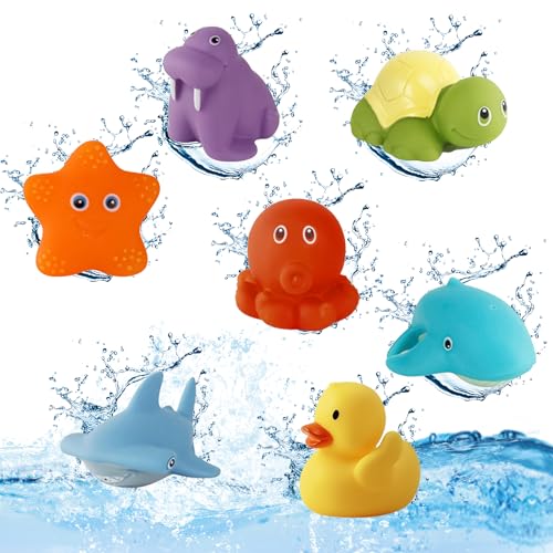 VEQENIFY Badespielzeug Baby,7 Stück Badewannenspielzeug ,Badewannen Spielzeug Kinder,Wasserspielzeug Kinder,Wasserspielzeug Baby Spielzeug Geschenk,für Jungen Mädchen ab 1 2 3 4 Jahr von VEQENIFY
