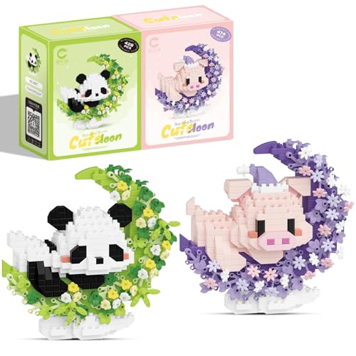 VEQENIFY Panda Bausteine Set Mini Klemmbausteine Panda Tier Building Block Set Mini Bausteine Niedlich Bricks Klemmbausteine Tiere Set Geschenke für Erwachsene, Kinder, für Kinder ab 9+ Jahren von VEQENIFY
