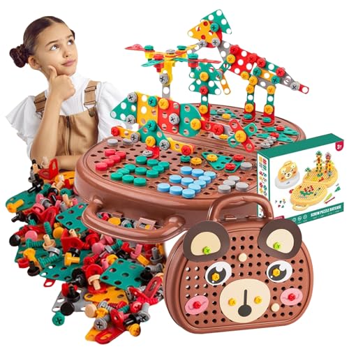VEQENIFY Montessori Spielzeugkiste Montessori Spielzeug ab 3 Jahre 205 Stück 3D Puzzle Mosaik Spiele Kinder Montessori Spielzeug Set Geschenke für Jungen Mädchen von VEQENIFY