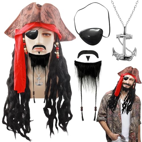 VEQENIFY Piratenhut 6 Stück Pirate Accessories Piratenkostüm Piraten Hut Piratenhut Herren Piratenkostüm Zubehör Pirat Accessories mit Piratenhut Piraten Perücke Piraten Schmuck Augenklappe Pirat VEQENIFY Piratenhut 6 Stück Pirate Accessories Piratenkostüm Piraten Hut Piratenhut Herren Piratenkostüm Zubehör Pirat Accessories mit Piratenhut Piraten Perücke Piraten Schmuck Augenklappe Pirat von VEQENIFY