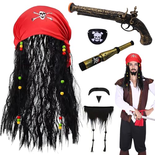 VEQENIFY 7 Stück Piratenkostüm Piraten Kostüm Piratenkostüm Herren Pirat Kostüm Piraten Accessoires Kostüm Pirat Herren Piraten Kopftuch Piraten Perücke Piratenkostüm Zubehör für Karneval Piratenparty VEQENIFY 7 Stück Piratenkostüm Piraten Kostüm Piratenkostüm Herren Pirat Kostüm Piraten Accessoires Kostüm Pirat Herren Piraten Kopftuch Piraten Perücke Piratenkostüm Zubehör für Karneval Piratenparty von VEQENIFY