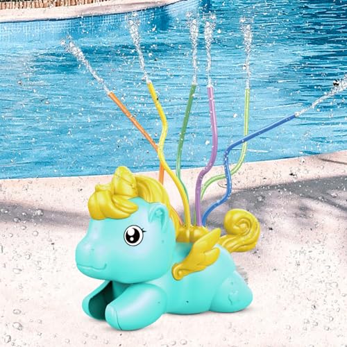 VEQENIFY Wassersprinkler Kinder, Niedliches Outdoor Wasserspielzeug,Sprinkler Kinder Wasserspielzeug,Sommer Wasserspielzeug für Jungen Mädchen- Einhorn von VEQENIFY