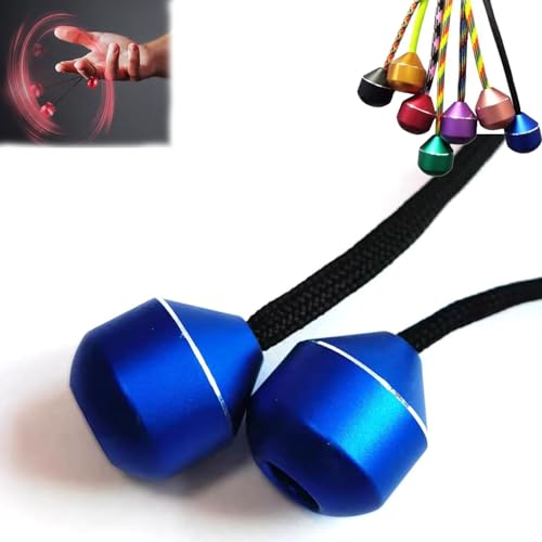 Finger Toys for Practicing Finger Dexterity, Fidget Beads, Aluminum Alloy Two Beads and One Rope Finger Yo-Yo Alloy Stress Relief Toy, Fine Motor Skills Toys for Men Women Youngs (Blue) von VERBANA